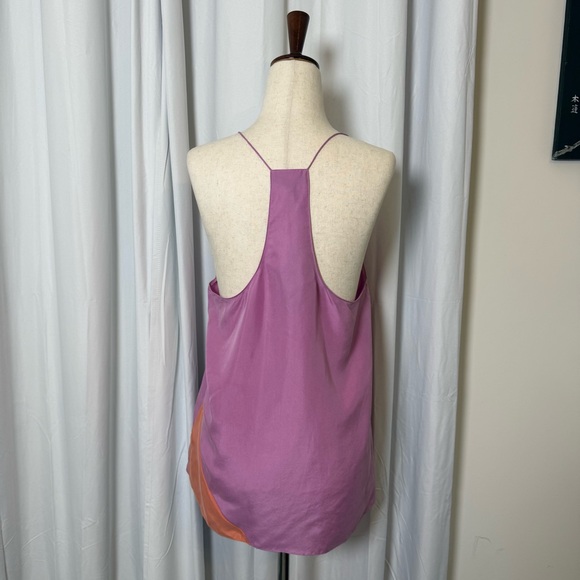 Tibi Silk Colorblock Racerback Tank Purple Orange Sleeveless Top Size 10 NWT - Picture 3 of 10
